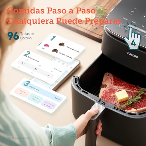 COSORI Freidora de Aire Turbo Blaze™ 6L, Air Fryer 46% Más Rápida con Motor DC, Freidora sin Aceite 9 en 1, con 117 Recetas de Chef, Apta para Lavavajillas, Freír, Hornear, Asar, Deshidratar, 1725W