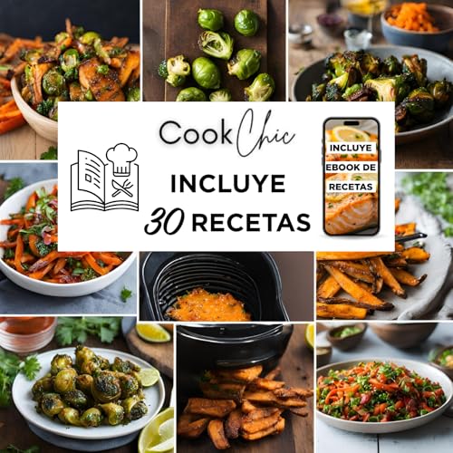 CookChic - Papel para Freidora Aire Cuadrado - 20 cm (50 Piezas) | Compatible con Freidora de Aire Cecotec y Freidora Aire Cosori 4-7L | Antiadherente, Resistente al Aceite, Libre de BPA