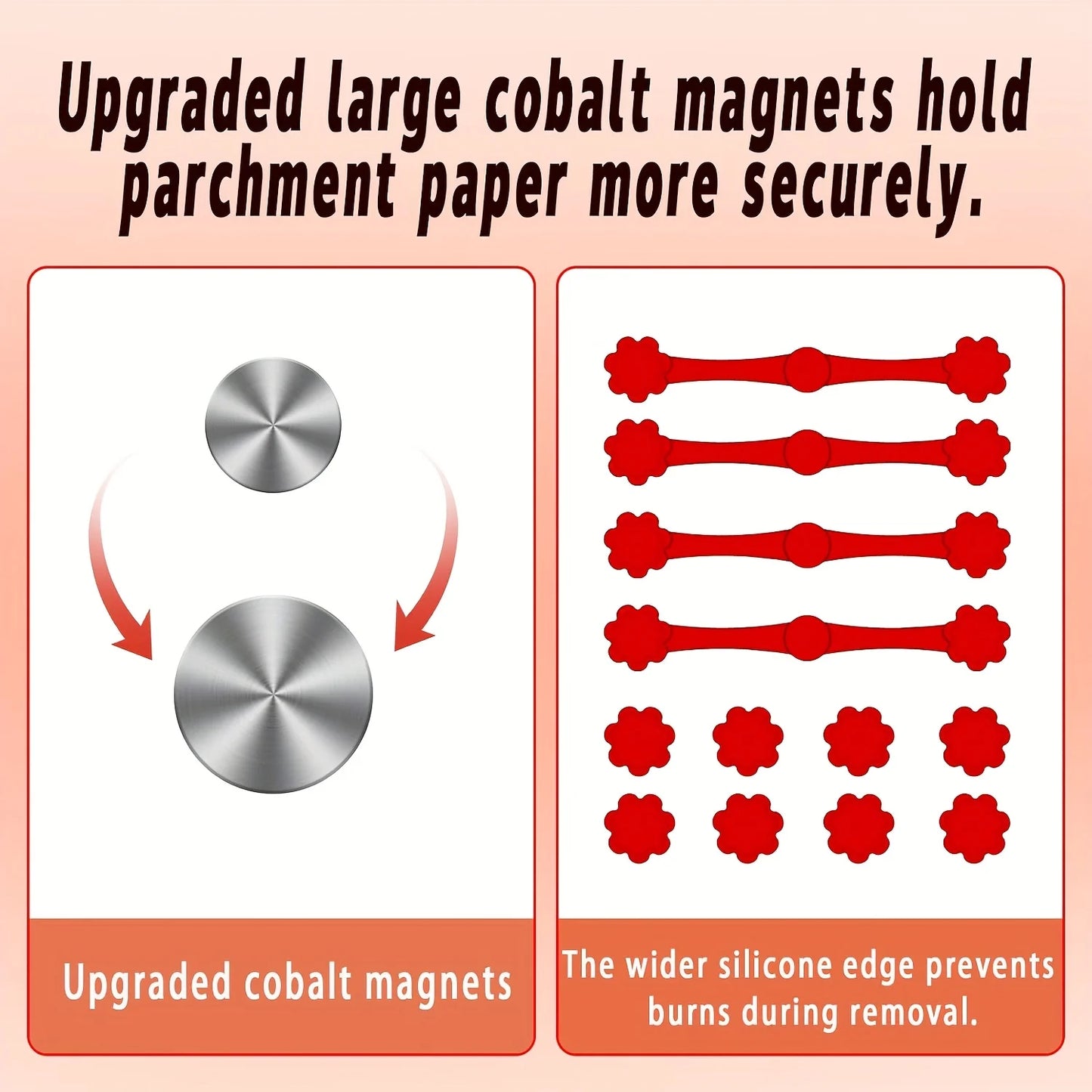 Juego de 1/2 hebillas de silicona magnéticas para freidora de aire para sujetar la freidora de aire, cerradura de papel pergamino, revestimientos desechables para evitar que el papel para quemar